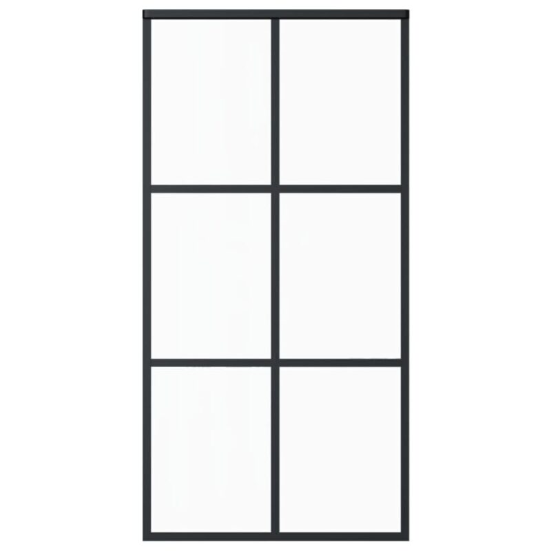 Stumdomos durys, juodos, 102x205cm, ESG stiklas ir aliuminis, Juoda - Image 2