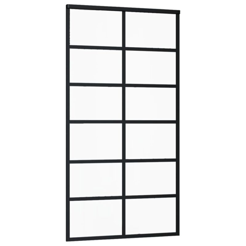 Stumdomos durys, juodos, 102x205cm, ESG stiklas ir aliuminis, Juoda - Image 3