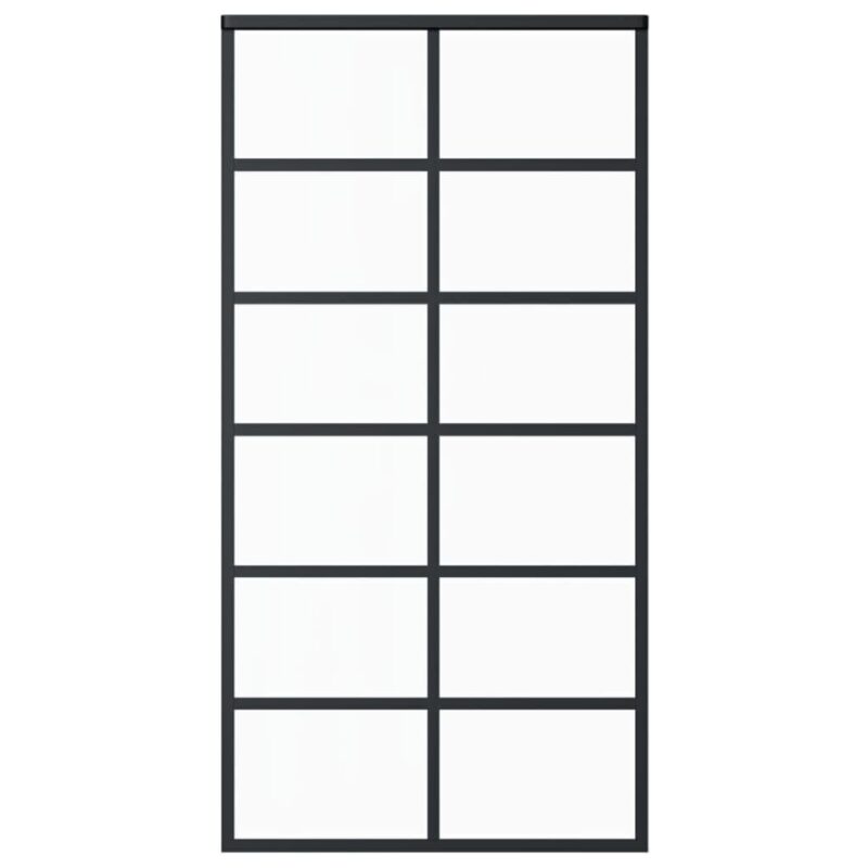 Stumdomos durys, juodos, 102x205cm, ESG stiklas ir aliuminis, Juoda - Image 2