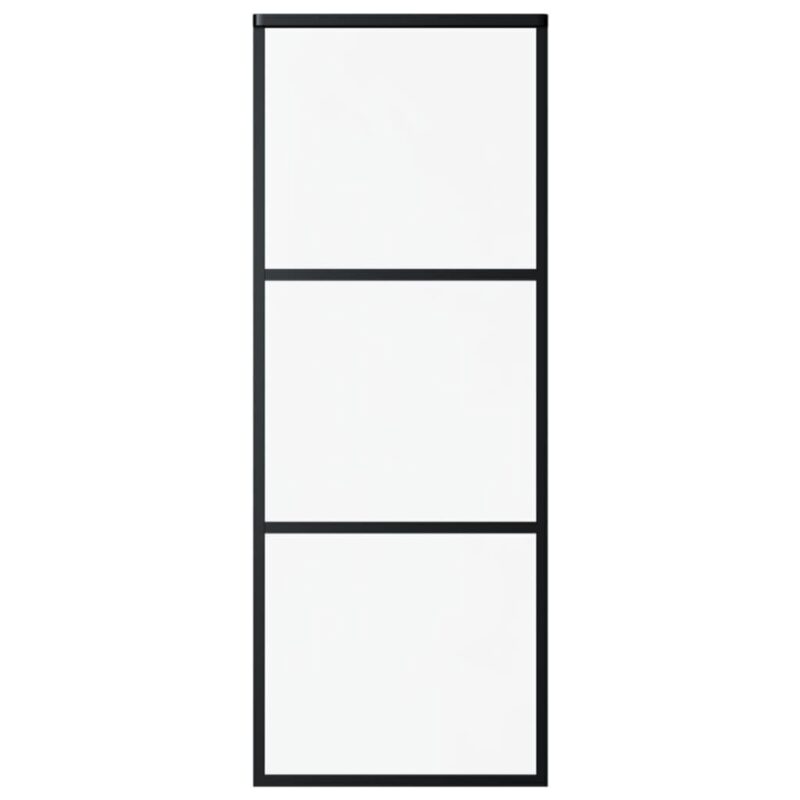 Stumdomos durys, juodos, 76x205cm, ESG stiklas ir aliuminis, Juoda - Image 2