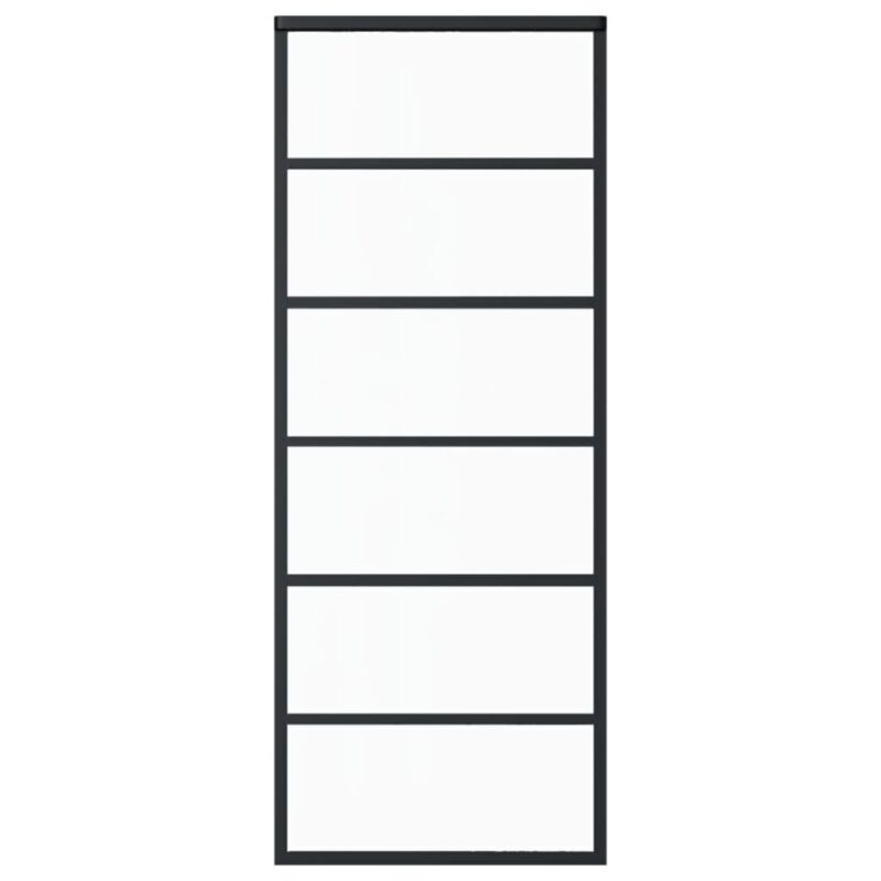 Stumdomos durys, juodos, 76x205cm, ESG stiklas ir aliuminis, Juoda - Image 2