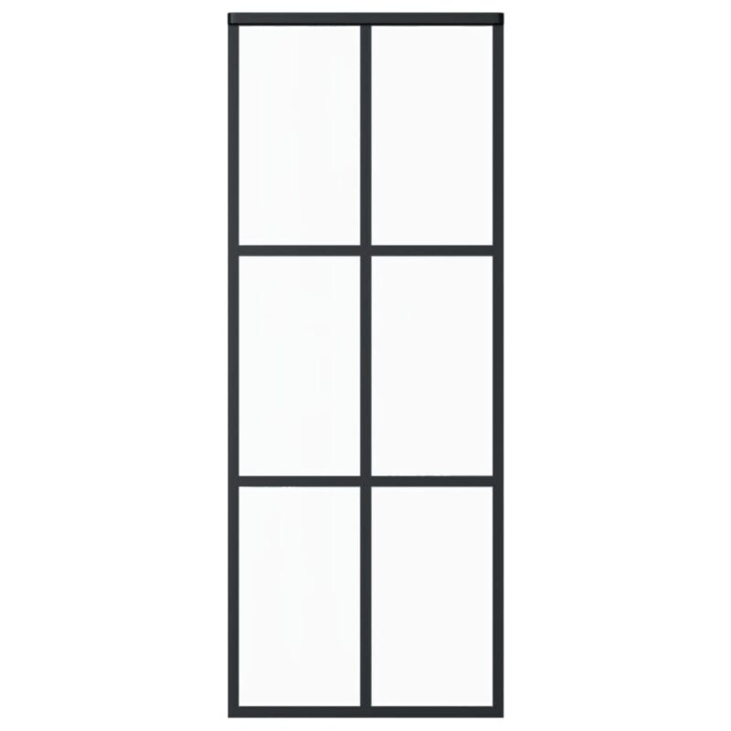Stumdomos durys, juodos, 76x205cm, ESG stiklas ir aliuminis, Juoda - Image 2