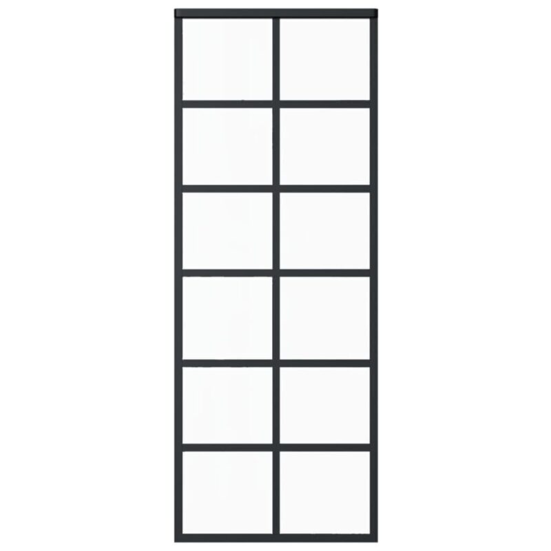 Stumdomos durys, juodos, 76x205cm, ESG stiklas ir aliuminis, Juoda - Image 2