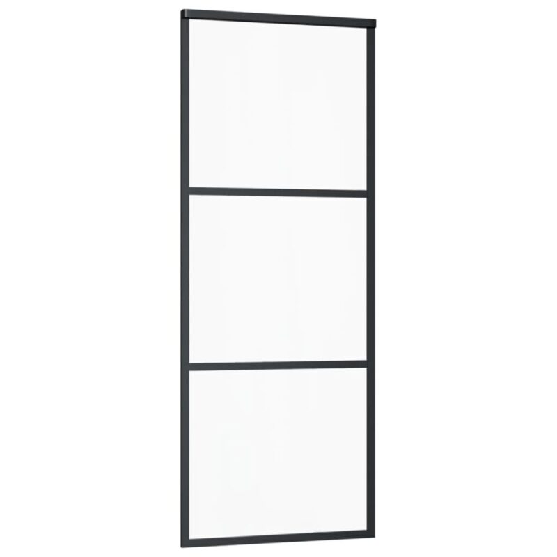Stumdomos durys, juodos, 76x205cm, ESG stiklas ir aliuminis, Juoda - Image 3