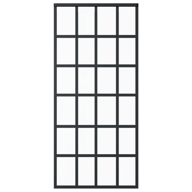 Stumdomos durys, juodos, 90x205cm, ESG stiklas ir aliuminis, Juoda - Image 2