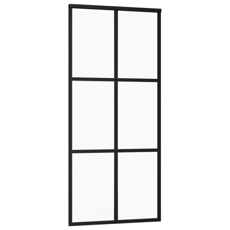 Stumdomos durys, juodos, 90x205cm, ESG stiklas ir aliuminis, Juoda - Image 3