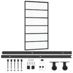 Stumdomos durys 102x205cm ESG stiklas juoda su rinkiniu