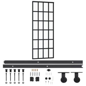 Stumdomos durys 76x205 cm ESG ir aliuminis juodos
