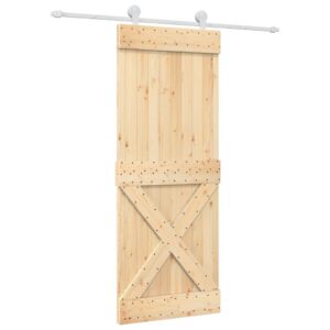 Stumdomos durys 80x210cm pušies mediena su įranga