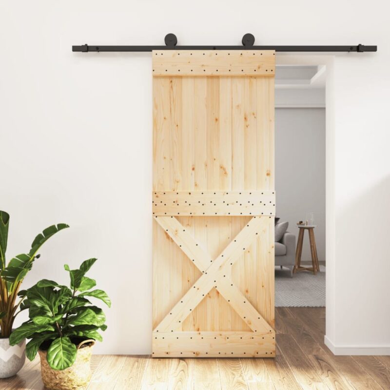 Stumdomos durys 85x210cm pušies masyvas su įranga  belsilt
