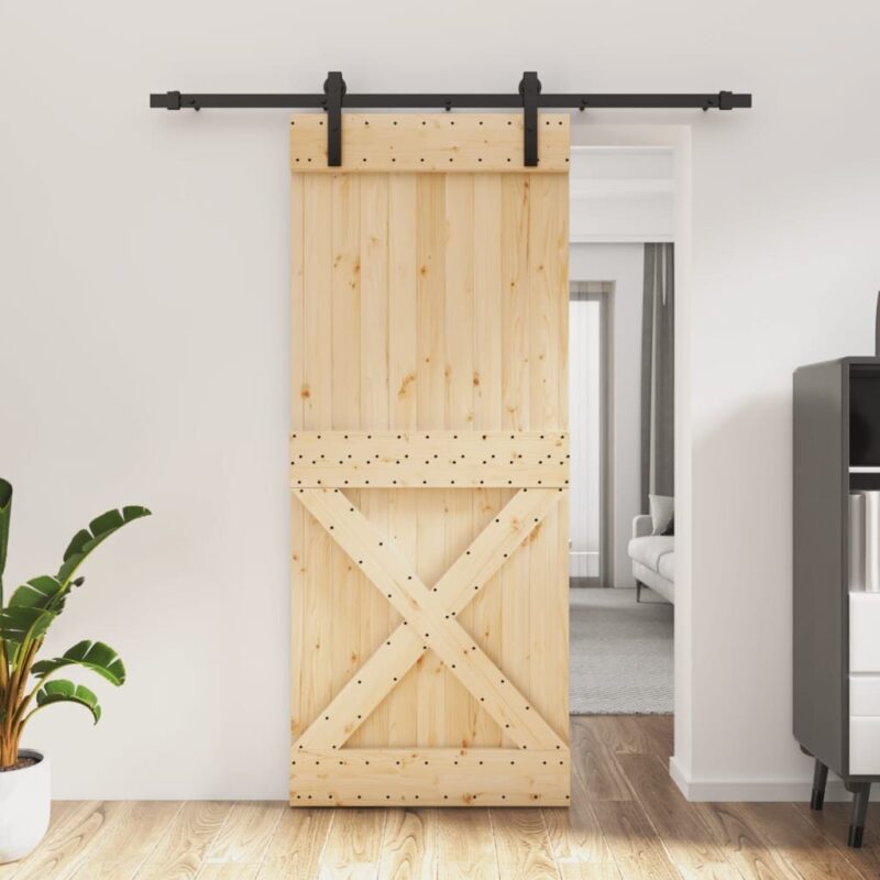 Stumdomos durys 85x210 cm pušies mediena ir plienas