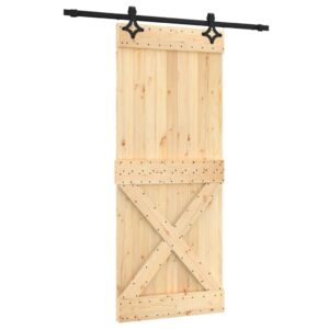 Stumdomos durys 85x210 cm iš pušies medienos su įranga
