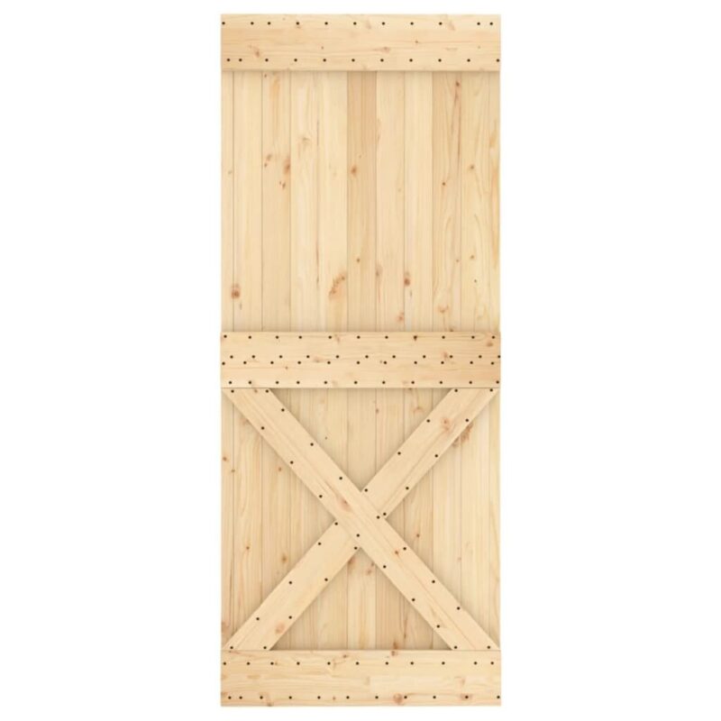 Stumdomos durys 85x210 cm iš pušies medienos su įranga