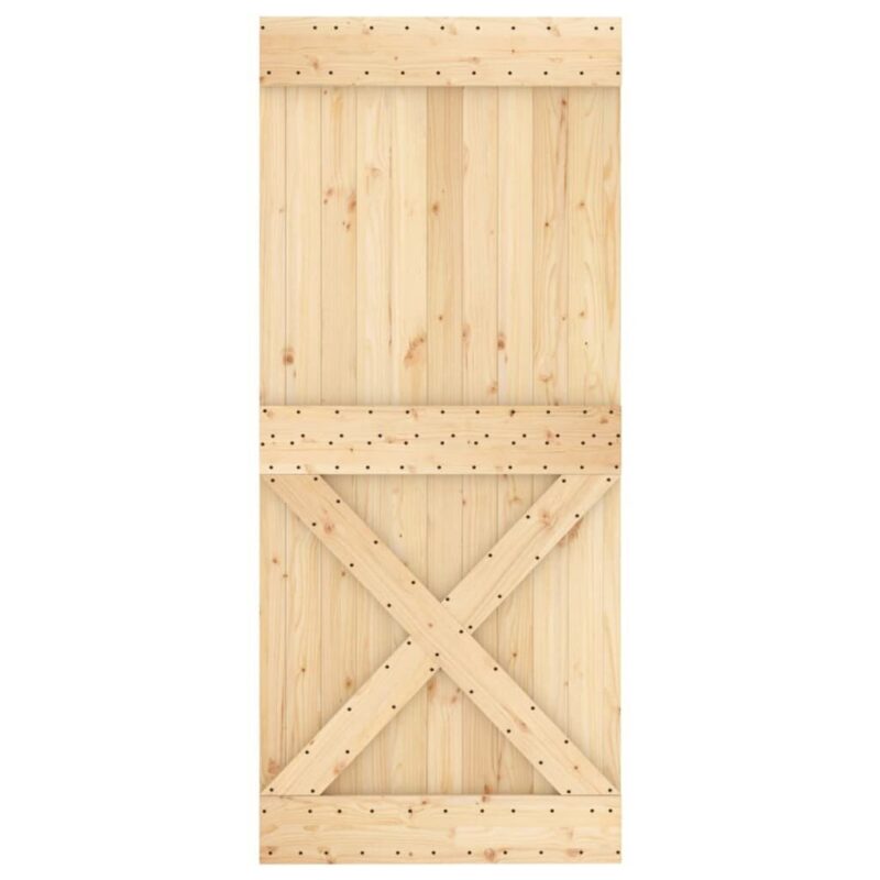 Stumdomos durys su įrangos rinkiniu, 90x210cm, pušies masyvas - Image 4