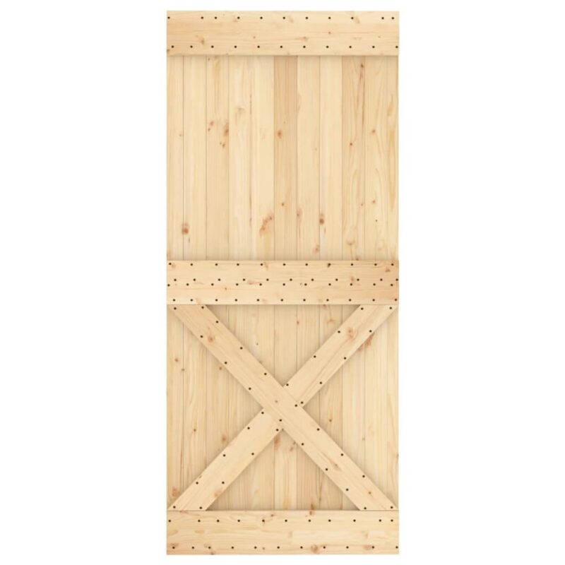 Stumdomos durys su įrangos rinkiniu, 90x210cm, pušies masyvas - Image 4