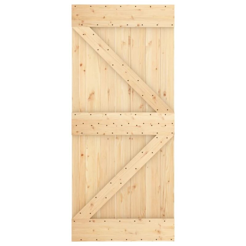Stumdomos durys su įrangos rinkiniu, 90x210cm, pušies masyvas - Image 4