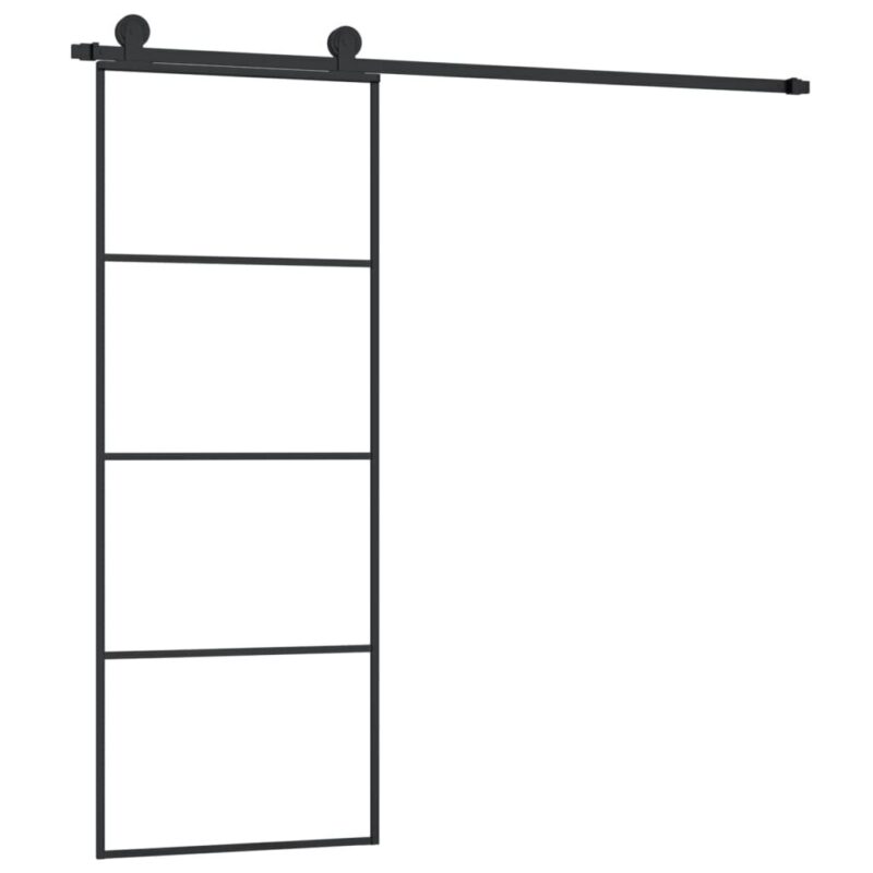 Stumdomos durys su įrangos rinkiniu vidaXL, 76x205 cm, Juoda