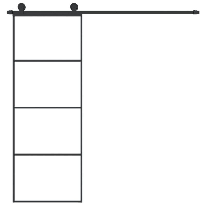 Stumdomos durys su įrangos rinkiniu vidaXL, 76x205 cm, Juoda - Image 2
