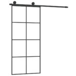 Stumdomos durys su įrangos rinkiniu vidaXL, 90x205 cm., Juoda