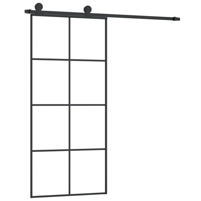 Stumdomos durys su įrangos rinkiniu vidaXL, 90x205 cm., Juoda