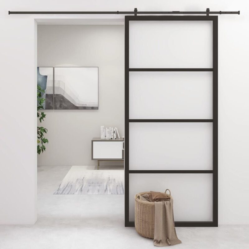 Stumdomos durys vidaXL 90x205 cm juodos  belsilt