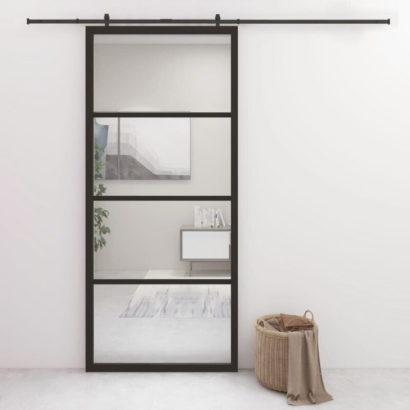 Stumdomos durys vidaXL 90x205 cm juodos  belsilt