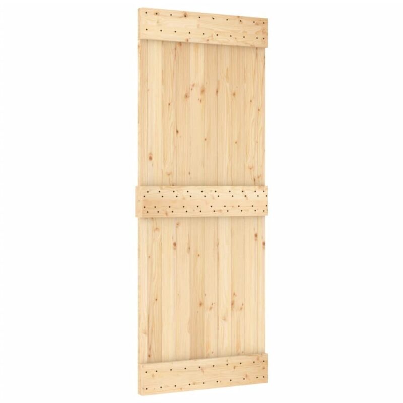 Stumdomos vidaus durys 80x210cm iš pušies medienos su įranga