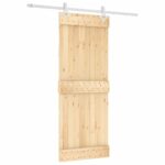 Stumdomos vidaus durys 80x210cm iš pušies medienos su įranga