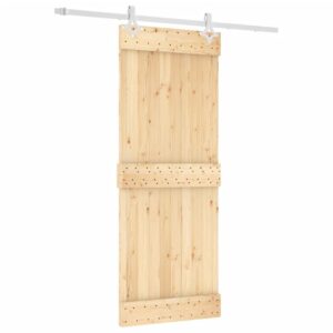 Stumdomos vidaus durys 80x210cm iš pušies medienos su įranga