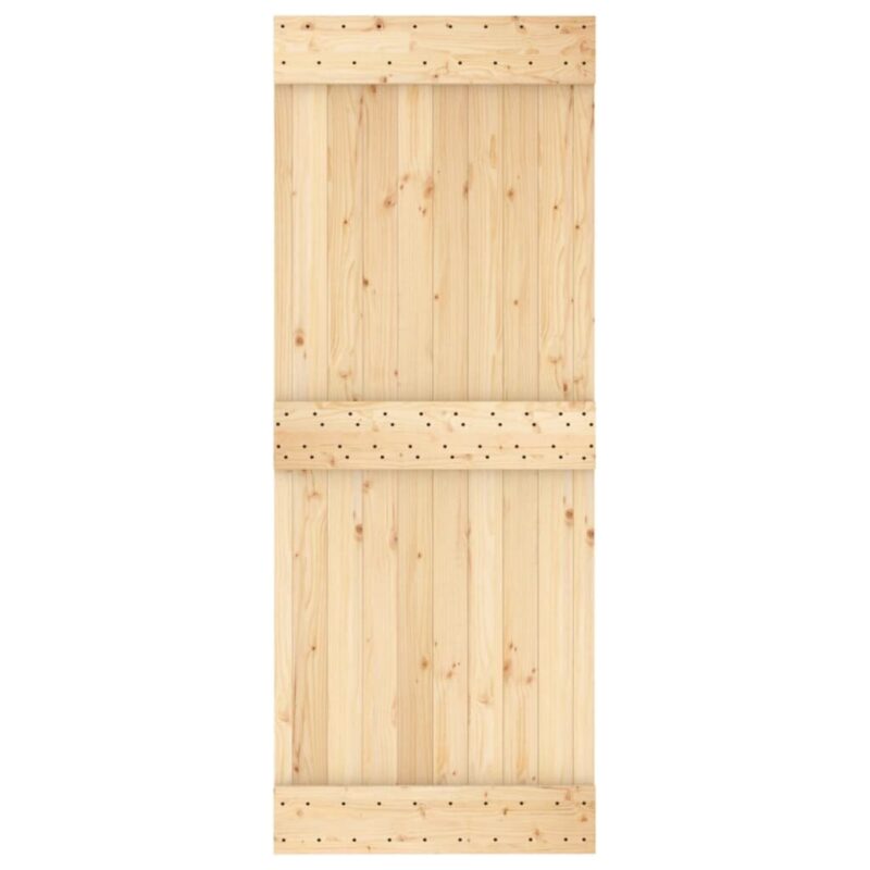 Stumdomos vidaus durys 80x210cm iš pušies medienos su įranga