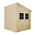 Medinis sodo namelis Timbela M338A su grindimis | belsilt