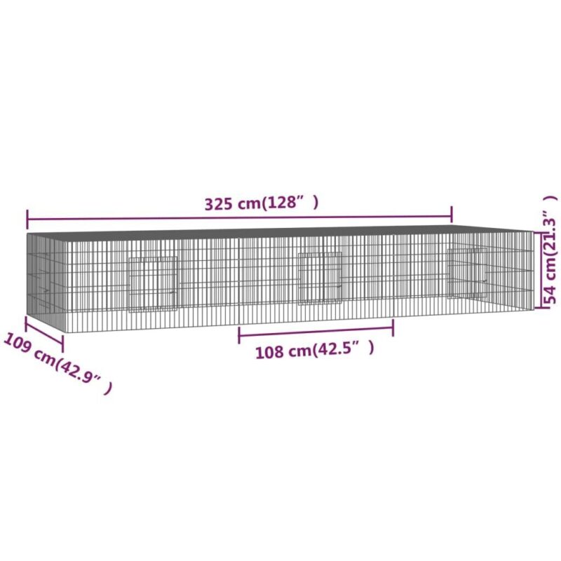 Triušių narvas-maniežas 325x109x54 cm – patvarus ir erdvus