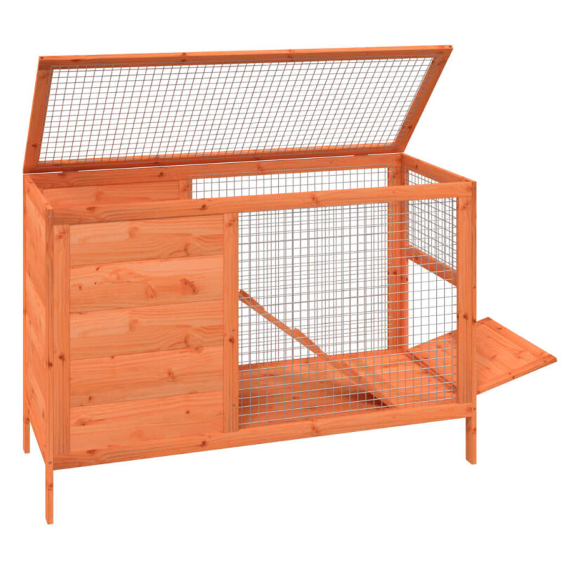 Rudas triušių narvas 103x44x69,5 cm iš pušies medienos