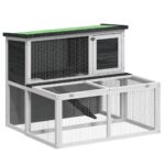 Triušių narvas vidaXL pilkas 102x90x845 cm  tvirtas ir erdvus