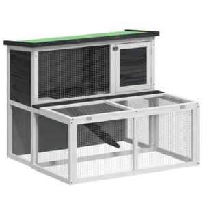 Triušių narvas vidaXL pilkas 102x90x845 cm  tvirtas ir erdvus