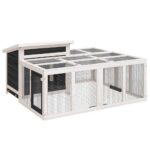 Triušių narvas vidaXL pilkas 144x123x675 cm  bėlsilt