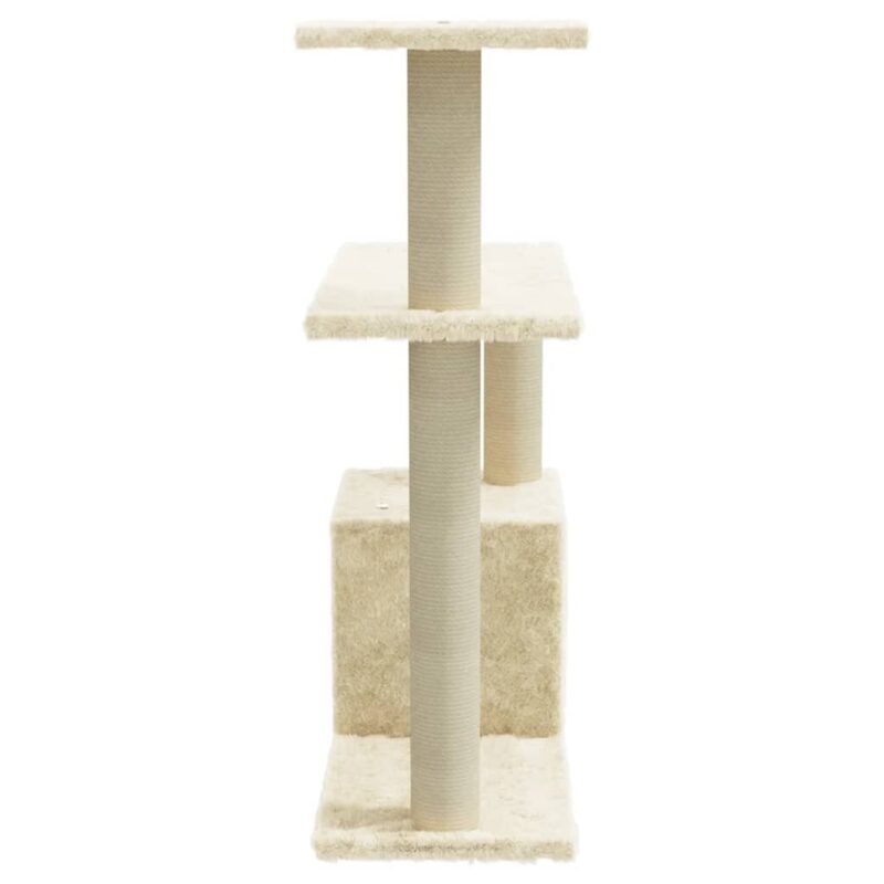 vidaXL Draskyklė katėms su stovais iš sizalio, kreminės spalvos, 70cm - Image 4