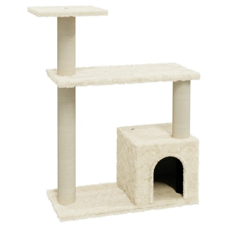 vidaXL Draskyklė katėms su stovais iš sizalio, kreminės spalvos, 70cm
