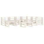 VidaXL 8 dalių sodo poilsio komplektas iš baltos medienos