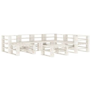 VidaXL 8 dalių sodo poilsio komplektas iš baltos medienos