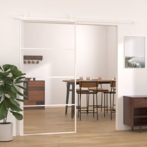 vidaXL Stumdomos durys, baltos, 102,5x205cm, ESG stiklas ir aliuminis, Balta
