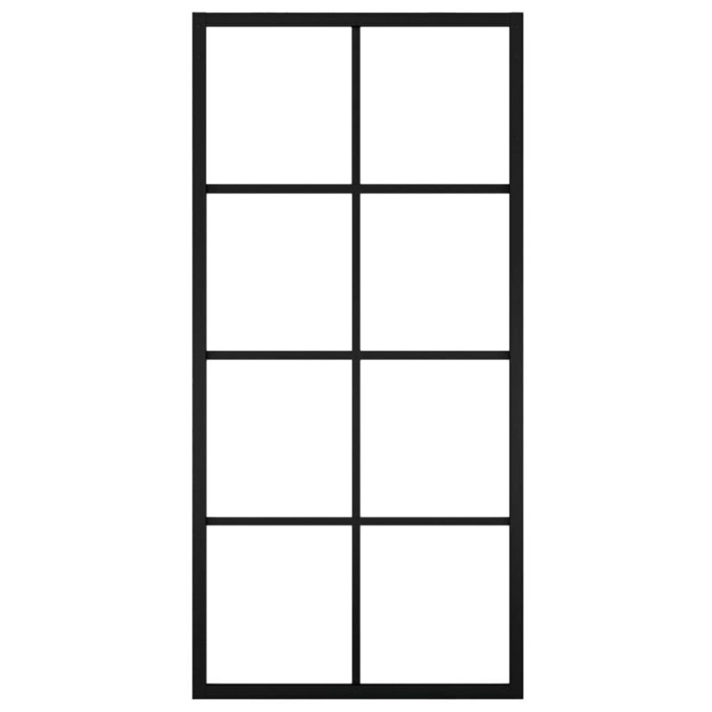 VidaXL juodos stumdomos durys 90x205cm aliuminis ir stiklas