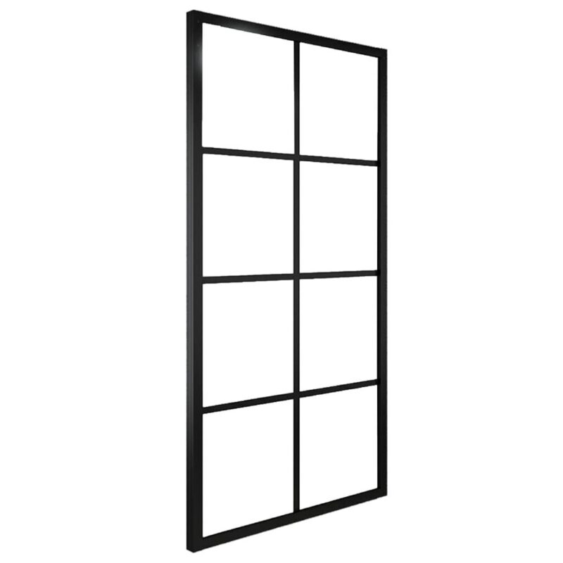 VidaXL juodos stumdomos durys 90x205cm aliuminis ir stiklas