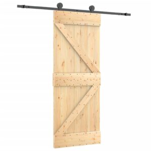 vidaXL pušies masyvo stumdomos durys 70x210 cm su įranga