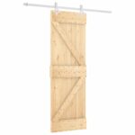 VidaXL stumdomos durys 70x210 cm iš pušies masyvo su įranga