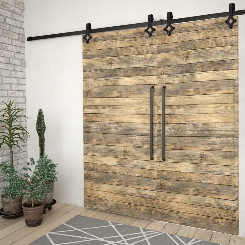 vidaXL stumdomų durų įrangos rinkinys 200cm plienas juodas