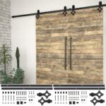 vidaXL stumdomų durų įrangos rinkinys 200cm plienas juodas