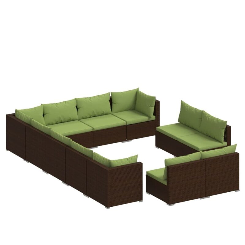 12-os dalių sodo komplektas su pagalvėlėmis vidaXL, rudas - Image 2