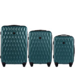 3 lagaminų komplektas Wings TD190 žalias  patvarus kelioninis komplek