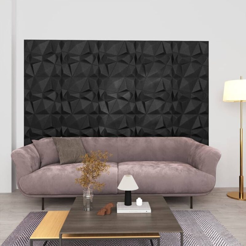 3D sienų plokštės, 48vnt., deimantų juodos, 50x50cm, 12m² - Image 2
